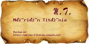 Márián Titánia névjegykártya